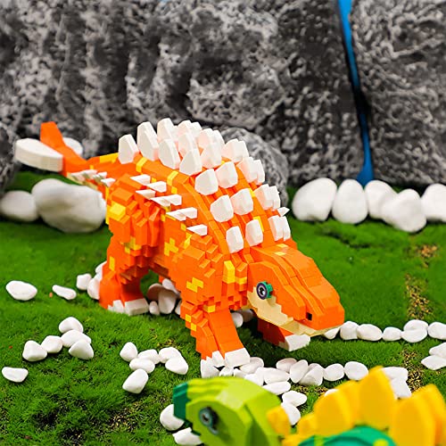 Larcele Micro Building Blocks Dinosaur Set, DIY Mini 3D Building Toy Bricks,1196 Pieces KLJM-06 (Ankylosaurus) - Image 4