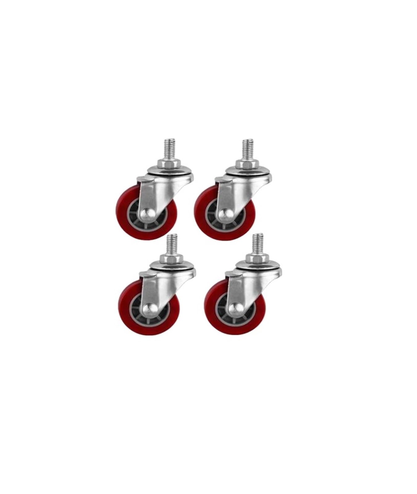 MXXDMOPD 4 Sets of casters 1.5-inch M8 Screw Universal Wheel Trolley Diameter 38 mm Maroon PU Polyurethane Furniture