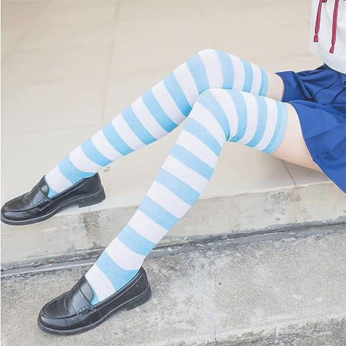 Image of DRESHOW Extra Long High Thigh Socks Striped Over Knee Thin Tights Long Stocking