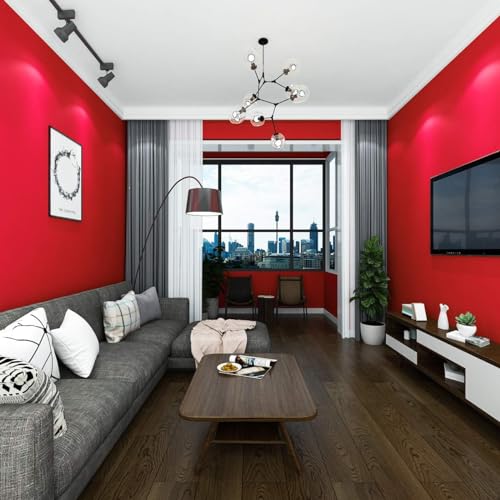 Image of WISDOM Glossy & Matte Wallpaper Peel & Stick Contact Paper Self Adhesive Vinyl for Kitchen Cabinet and Furniture Countertop Waterproof Removable (12x80 Inch, Red Matte)