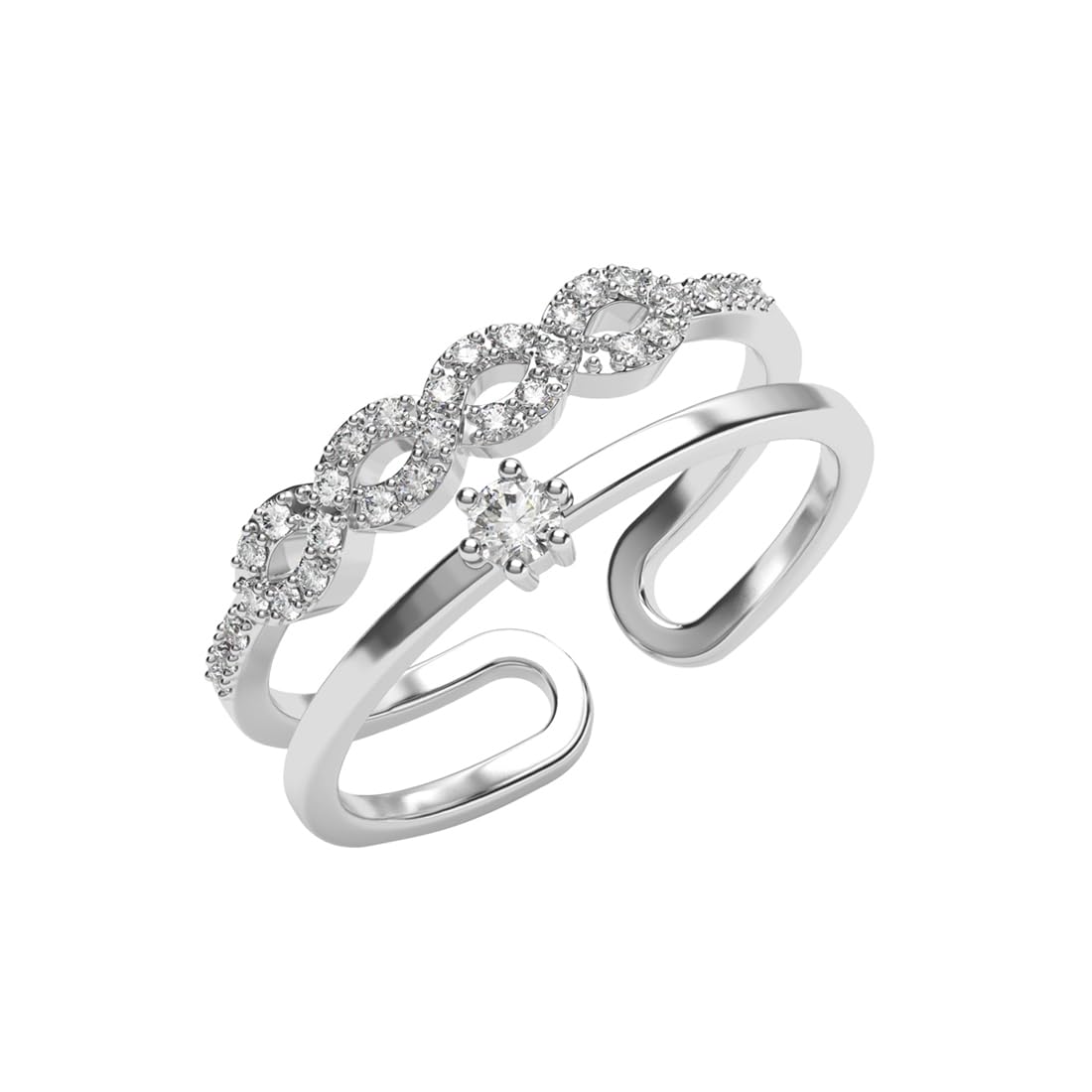 Clara Pure 925 Sterling Silver Melba Double Banded Infinity Finger Ring | Swiss Zircon Platinum Plated | Size Adjustable | Gift for Women Girls Wife Girlfriend (B0D9BMJ9Y5) Amazon Price History, Amazon Price Tracker
