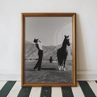 Nationcog Vintage Western Cowboy Golf Wall Art, Retro Black and White Sports Photography Print for Bar or Office Decor, Rustic Golfer Artwork for Country Homes (Unframed) (12x18)