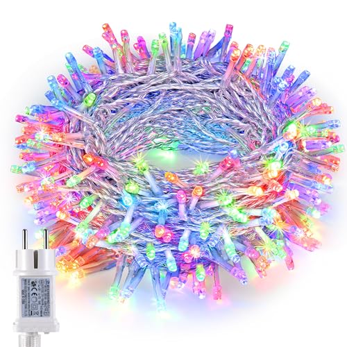 Joomer Lichterkette Außen 100 LED, 10M Weihnachtsbaum Lichterkette Strombetrieben mit Timer, 8 Modi Wasserdicht Weihnachtsbeleuchtung Innen Transparent Kabel für Outdoor Party Garten Hochzeit, Bunt Joomer Lichterkette Außen 100 LED, 10M Weihnachtsbaum Lichterkette Strombetrieben mit Timer, 8 Modi Wasserdicht Weihnachtsbeleuchtung Innen Transparent Kabel für Outdoor Party Garten Hochzeit, Bunt