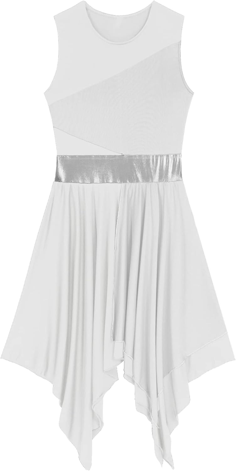 Women Sleeveless Color Block Lyrical Contemporary Dance Costume Praise Dance Overlay Dress Tunic