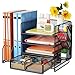 Casavibe Schreibtisch Organizer mit Aktenhalter - 5-Tier Briefablage Ablagef&auml;cher mitSchublade,4 Stithalter, Schreibtisch-Aufbewahrung, Zeitschriftenhalter f&uuml;rB&uuml;robedarf (schwarz)
