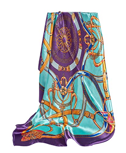 GLORIS Écharpe en Soie Élégante pour Femme, 90 x 90 cm, pour Cheveux, en Satin, Violet., Taille unique
