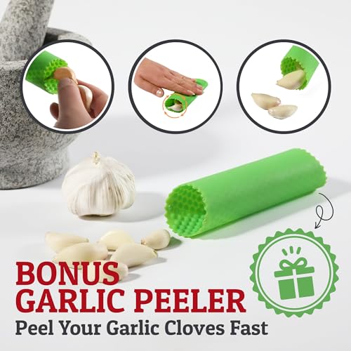 image for PriorityChef Large Mortar and Pestle Set, Heavy Duty Natural Granite, 