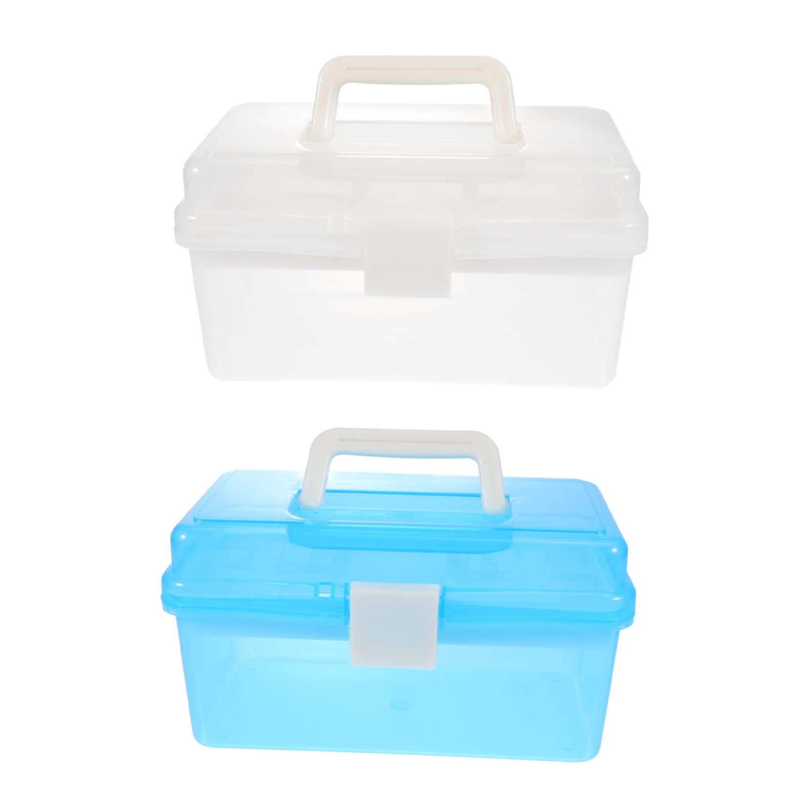 Boîte de Rangement Transparente en Plastique, Lot de 2, Bleu