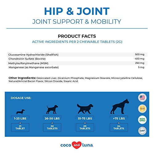 Joint Supplement for Dogs - 120 Chewable Tablets - Glucosamine for Dogs - with Chondroitin, MSM & Manganese - Hip… - Image 7