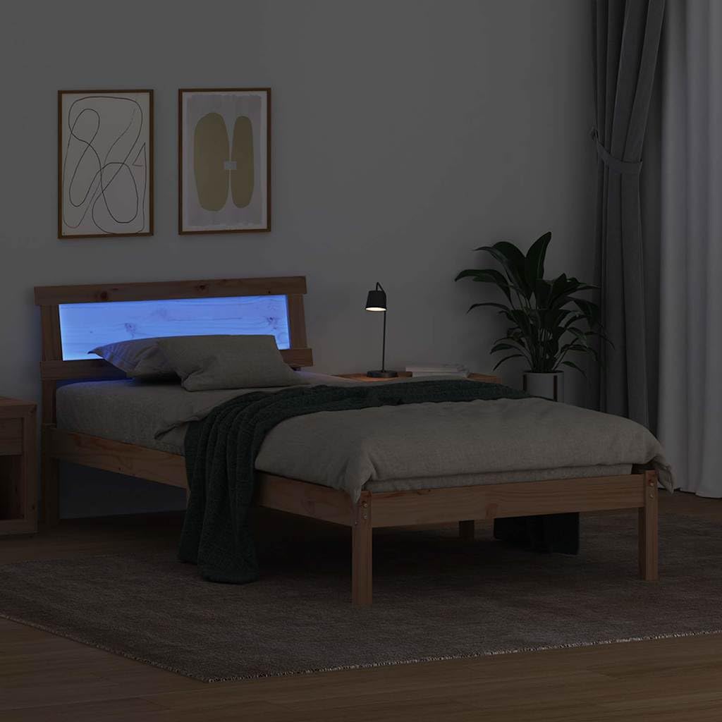 Solidne drewno sosnowe nowoczesna platforma Brązowy 75 x 190 cm