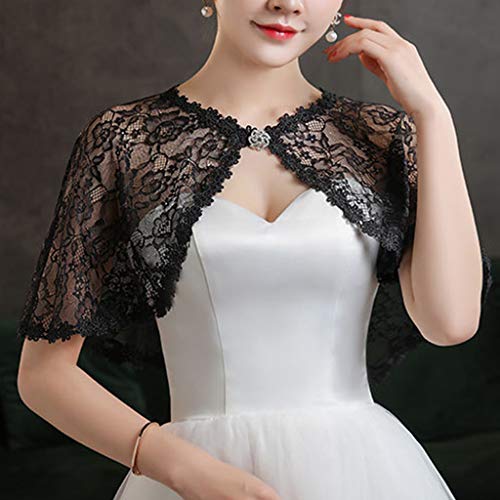 Wedding Bridal Floral Lace Wrap Shawl Prom Party For Rhinestones Buckle Shawl Sh3