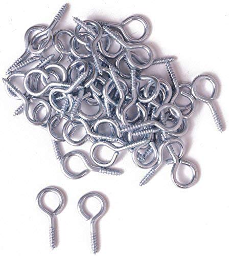 Shapenty 28mm/1.1 Inch Zinc Plated Threaded Screw Eyes Pins Metal Lag Eyebolt Hanging Cup Hooks Ring, 50PCS-image-12