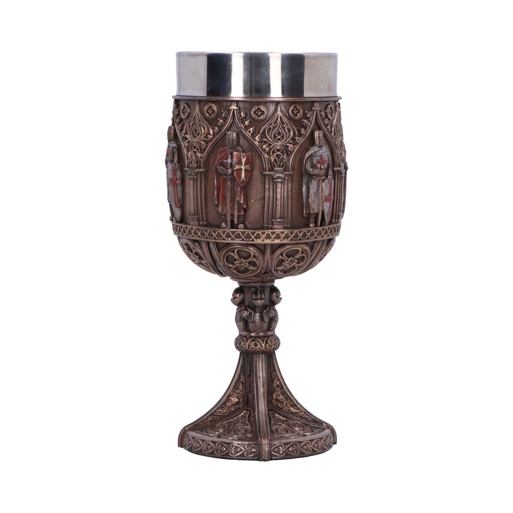 Nemesis Now Verre de chevalier, calice médiéval orné, tasse amovible en acier inoxydable pour boire – Verre des Templiers