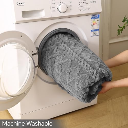 Image of HOKIPO Fleece AC Throw Blanket Double Bed Queen, 200X230 Cm / 6.5X7.5 Feet, Dark Grey (AR-5743-DGRY)