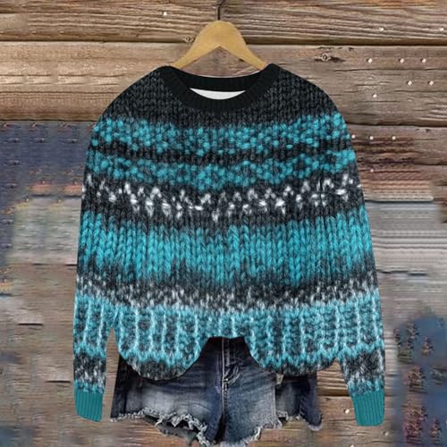 Ugly Christmas Sweater Women Funny Christmas Graphic Crewneck Long Sleeve Knit Sweatshirts Cute Xmas Holiday Pullover2