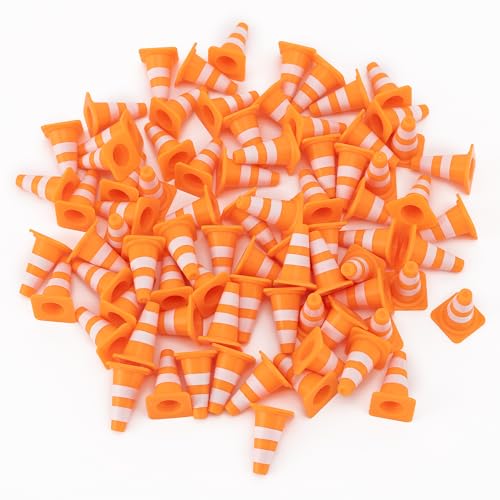 TAHULIK 70Pcs Mini Traffic Cones 1 Orange Miniature Traffic Signs Tiny Roadblock Construction Signs Plastic Training Scene Roadblocks Multifunctional Building Theme Party Sports Activity Models