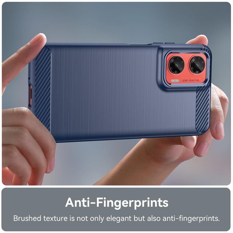 Image of NPRC Hybrid Ultra Slim Protective Case TPU Non-Slip Carbon Fiber Texture Shockproof Case Cover for Moto G35 - Blue