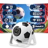 Mini Beamer 4K zur Fußball-WM 2026, unterstützt 4K/1080p, 220 ANSI-Lumen, Smarter tragbarer Projektor, automatische vertikale Trapezkorrektur, um 270° drehbar, mit WLAN 6 und Bluetooth 5.4