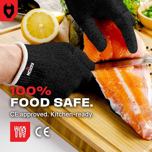 Image of NoCry Cut Resistant Work Gloves for Women and Men, with Reinforced Fingers; Comfortable, 100% Food Grade Kitchen Cooking Hand Protection; Ambidextrous Safety Gear for Cutting; Level 5 Protection