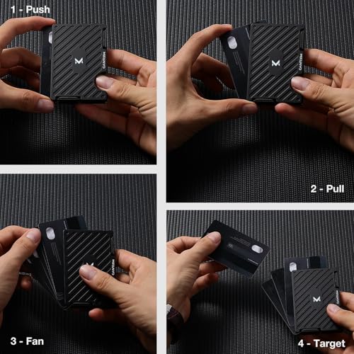 Image of Wallet for Men, Minimalist Metal Card Holder with Cash Strap, Slim Front Pocket Wallet, RFID Blocking, Black, LK-01