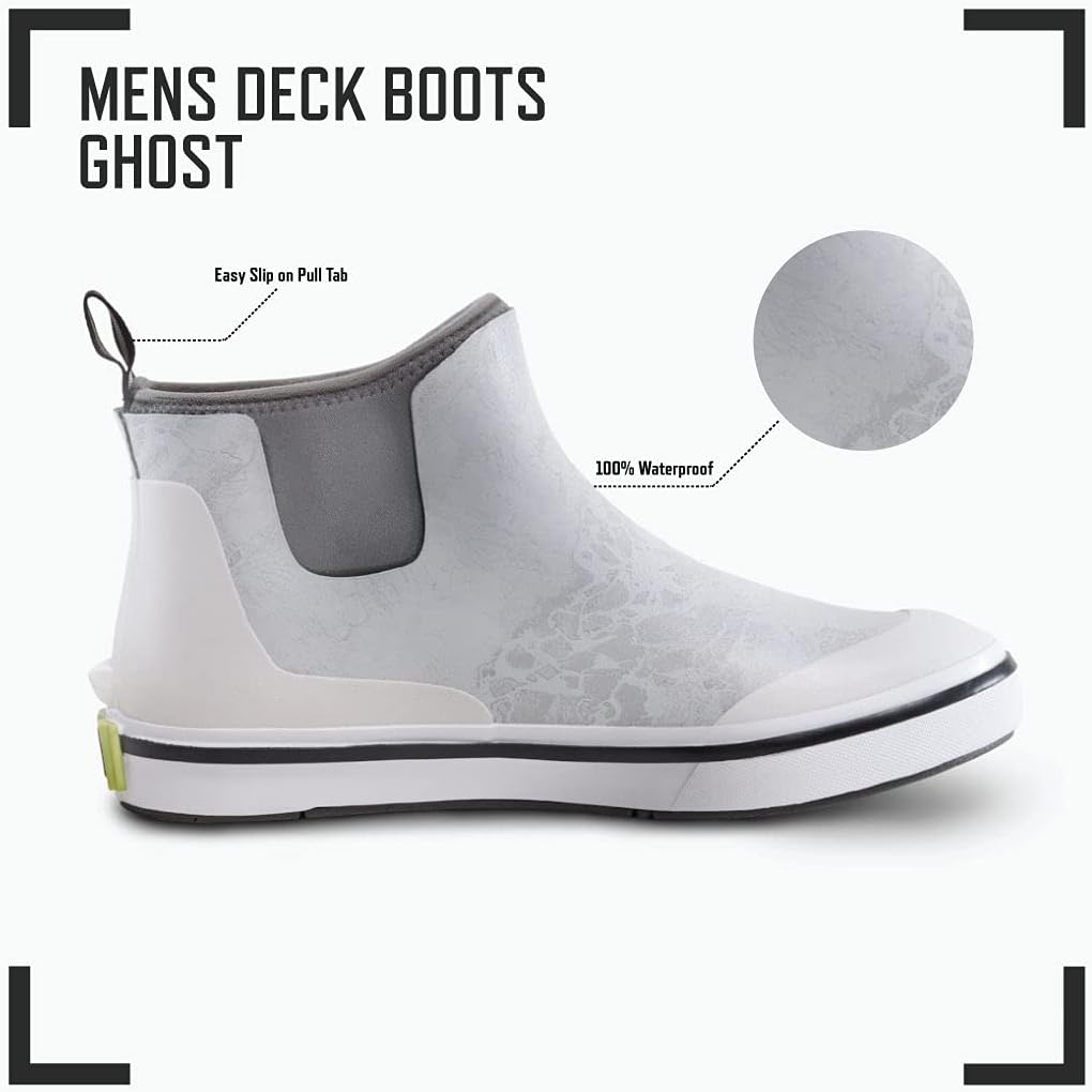 Gator Waders Mens Breakline Rubber Fishing Deck Ankle Boots (Ghost, 12)