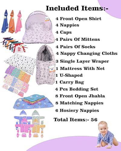 Image of Baby Complete Clothing Set 56 in 1 Essentials Kit Combo Set 0-6 Months (Grey)
