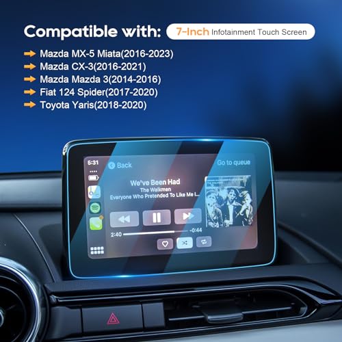 Image of LFOTPP Tempered Glass Screen Protector 7 Inch for Mazda Mazda 3(2014-2016) | CX-3(2016-2021),MX-5 Miata(2016-2023),F i a t 124 Spider(2017-2020),Toyo t a Yaris(2018-2020) Accessories