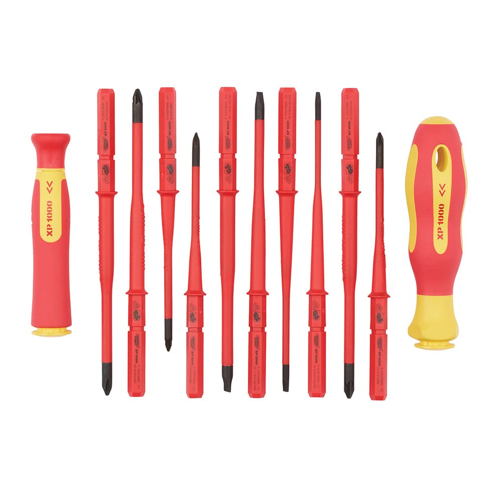 Draper Lot de 12 tournevis interchangeables | XP1000 Extra Slim | Ensemble portable avec étui | 70867