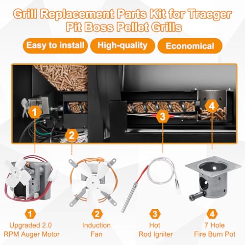Upgrade Grills Replacement Parts Kit for Pit Boss, Traeger Wood Pellet Grills, Include 2.0 RPM Auger Motor, Hot Rod Ignitor, Fire Burn Pot, Induction Fan, Fit for Camp Chef, Z Grills Pellet Grill by COMVIEE - Image 6