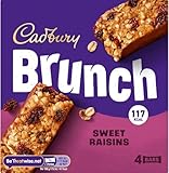 Cadbury Brunch Sweet Raisins Cereal Bars, Oats, Crispies & Bran Flakes dipped in Smooth Milk Chocolate for Snacking, Multipack, 4 x 28 g