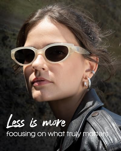 FURTALK Oval Sunglasses for Women Men Cat Eye 90s Vintage Trendy Sunnies Polarized UV Protection Sun Glasses FT82074