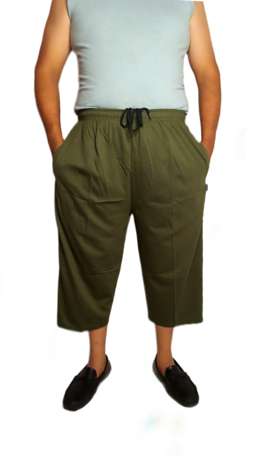 Mens Cotton Three by Fourth, 3/4, Capri with Three Mobile Pocket one is Zipper Pocket/Elastic Waist with Drawstring/Front embroeded Brand Logo Three Quarter-picture-28