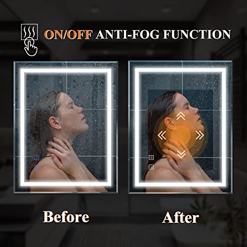 Neutype 36"X28" Led Bathroom Mirror With Lights Vanity Mirror For Wall Front Lighted Bathroom Wall Mirror With Beveled Edge, Anti-Fog, Dimmable, 3 Colors, Memory, Touch Button, Horizontal/Vertical #TOP5