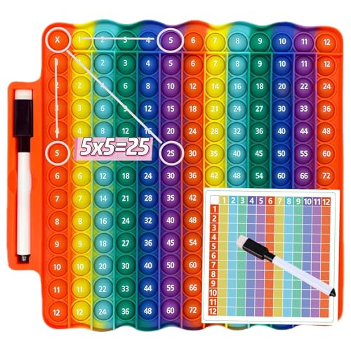 URYVAIW Popit Fidget Toy, Tablas de Multiplicar para Niños, Push and Pop Bubble Fidget Toy, Multiplicación y Adición 2 en 1 Pop It Fidget, Tabla de Multiplicar Juguetes Sensoriales, Juguete Educativo
