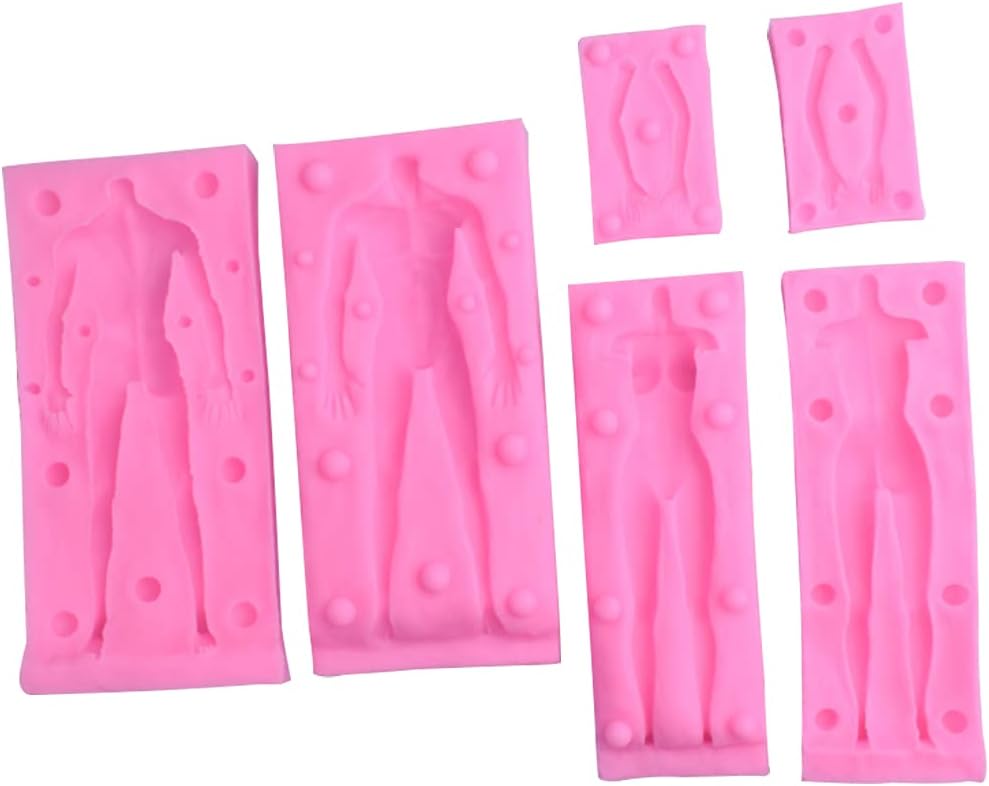 2 Packs Man Woman Male Female Body Model Dolls Silicone Fondant Molds Plaster Clay Mold Chocolate Biscuit Sugar Craft Ice Mould DIY Cake Decorating Supplies Baking Tools