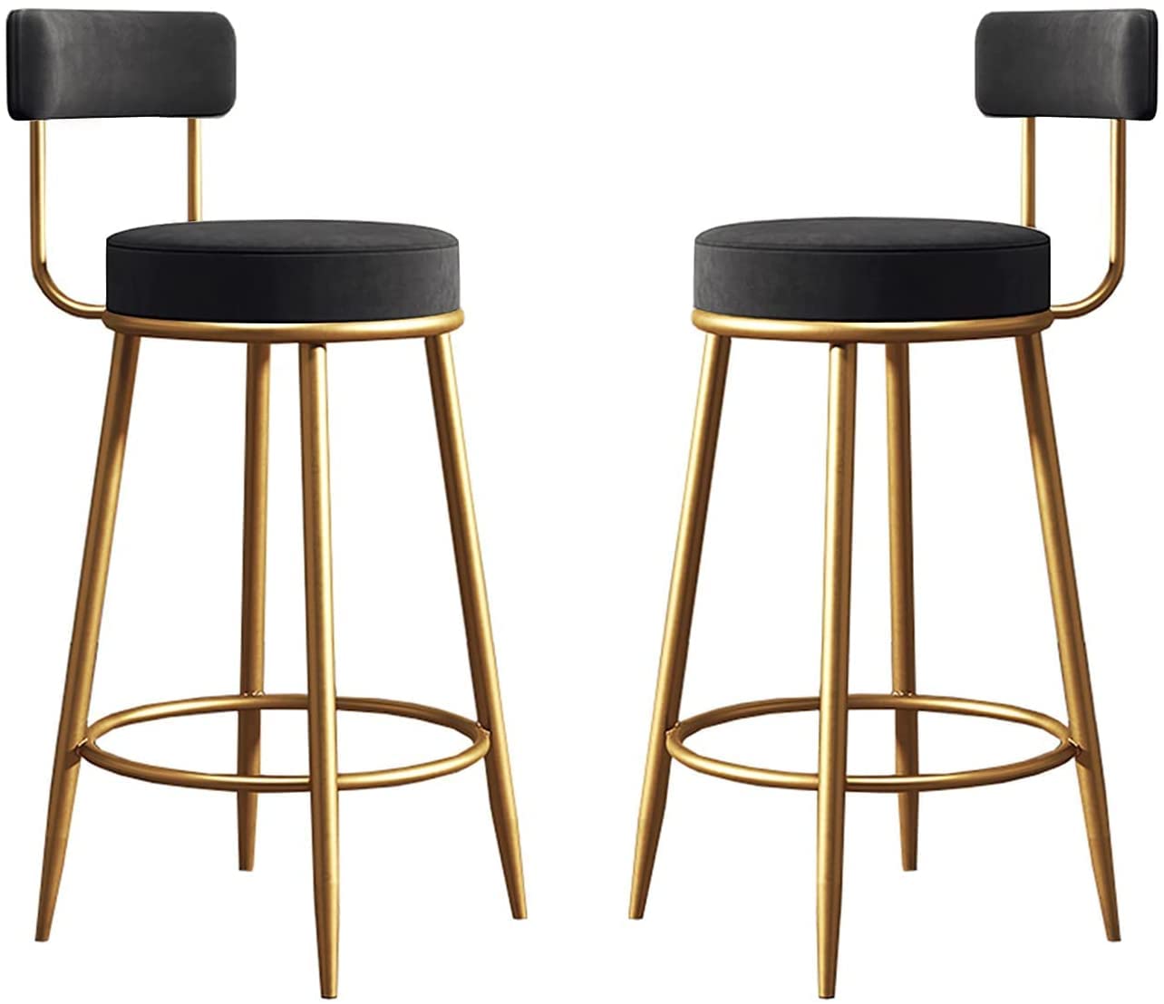 Tabouret de bar en velours rose confortable avec dossier pour îlot de cuisine