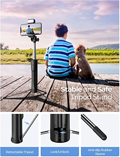 Selfie Stick Tripod/Monopod/Led Fill Light 3-In-1 Combo, Extendable Foldable Selfie Stick With Wireless Bluetooth Remote, Lightweight 360° Rotation Phone Tripod For Gopro/Sport Cameras/Smartphone #TOP5