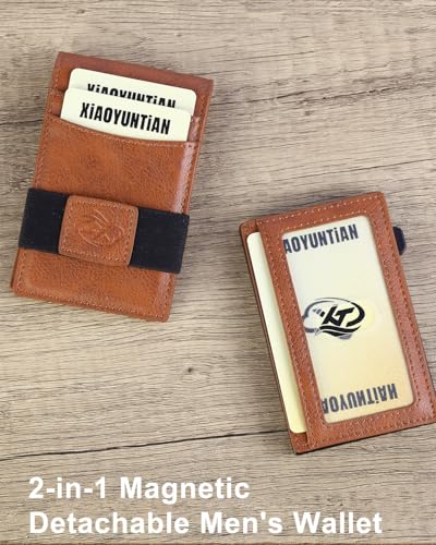 Wallet for Men, 2 In 1 Detachable Wallet with Pop Up Card Holder, Aluminum RFID Blocking Minimalist Wallet, 9-12 Card Capacity | ID Window | Cash Slot2