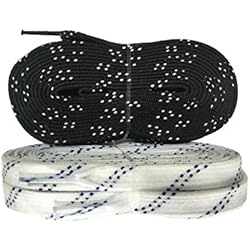 Cordones Encerados Patines Cordones para patines de hockey sobre hielo, de Roller Derby, etc., tamaño grande, encerados, negro / blanco