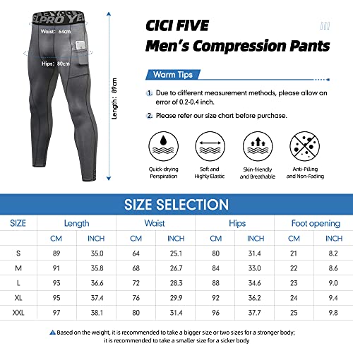 Cici Five Men's Compression Pants Athletic Leggings Base Layer Underwear Tights For Running Workout Basketball #TOP5
