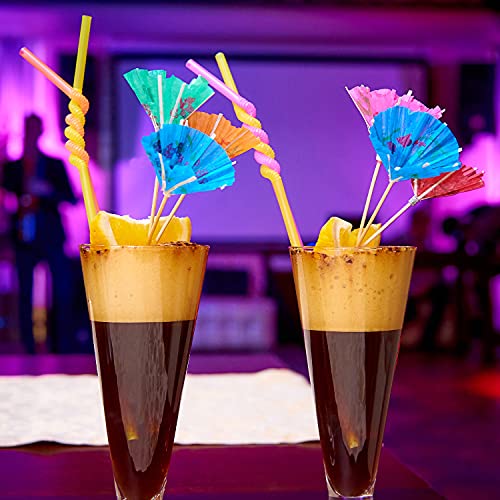 Drink Umbrellas Cocktail Picks, 152 Pcs Hawaiian Cocktail Umbrellas,Umbrella Cocktail Picks for Tiki Bars, Fruit Plate and Birthday Party, Assorted Colors, 3 Styles