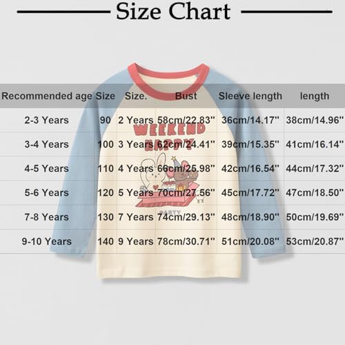 Girls Cute Bear Print Cotton T-Shirts Kids Color Block Raglan Top Boys Crewneck Basic Long Sleeve Tees for 2-10 Years3