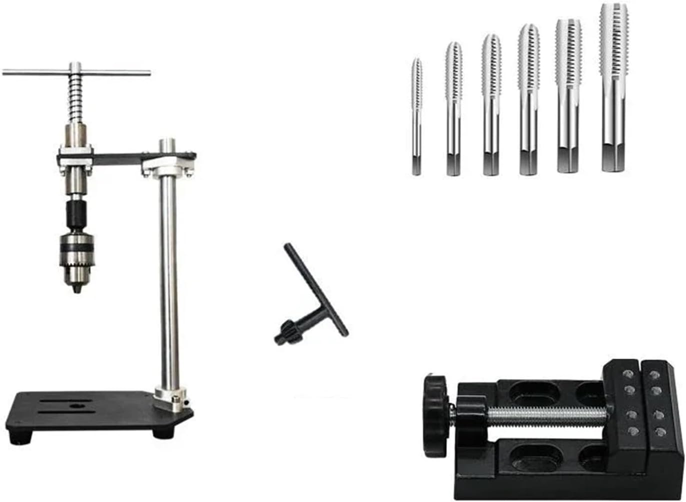 CAARLA Manual Tapping Machine Manual Vertical Tapping Teeth Small Hand Adjustable Tap Wrench Table Winch Lengthened Ratchet Swing Probe Arm(Black)