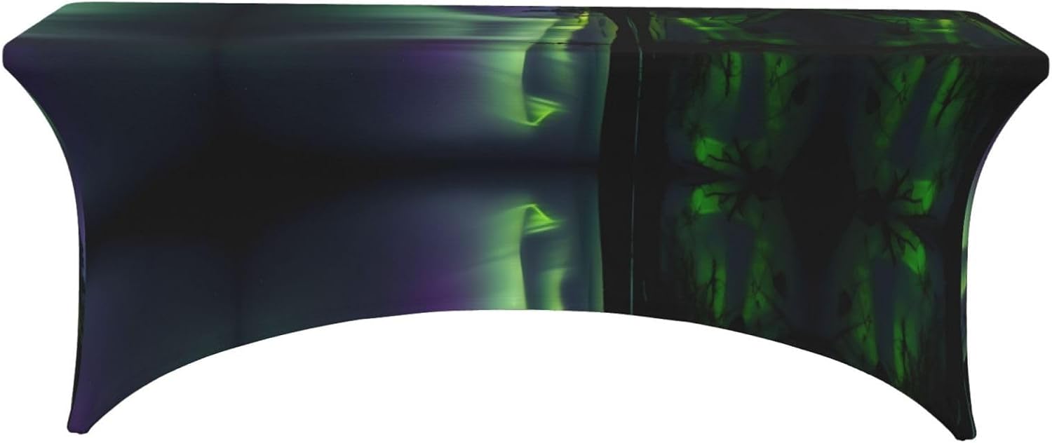 Dark Northern Lights Print Table Cover Rectangular Tablecloth for 6-Foot Tables for Wedding Banquets Outdoor