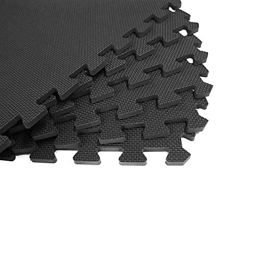 We R Sports Nero Incastro Cuscino Morbido Schiuma Piano Eva Stuoie Palestra Yoga Esercizio Piano Tappetino (8 Stuoie - 32 Piazza Piedi)