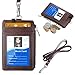 Badge Holder with Zipper, ELV PU Leather ID Badge Card Holder Wallet with 5 Card Slots, 1 Side RFID Blocking Pocket and 20" Neck Lanyard/Strap for Offices ID, School ID, Driver Licence (Brown)