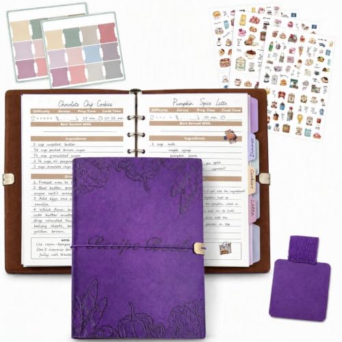 Suaetiai Blank Recipe Book to Write in Your Own Recipes,Leather Recipe Book