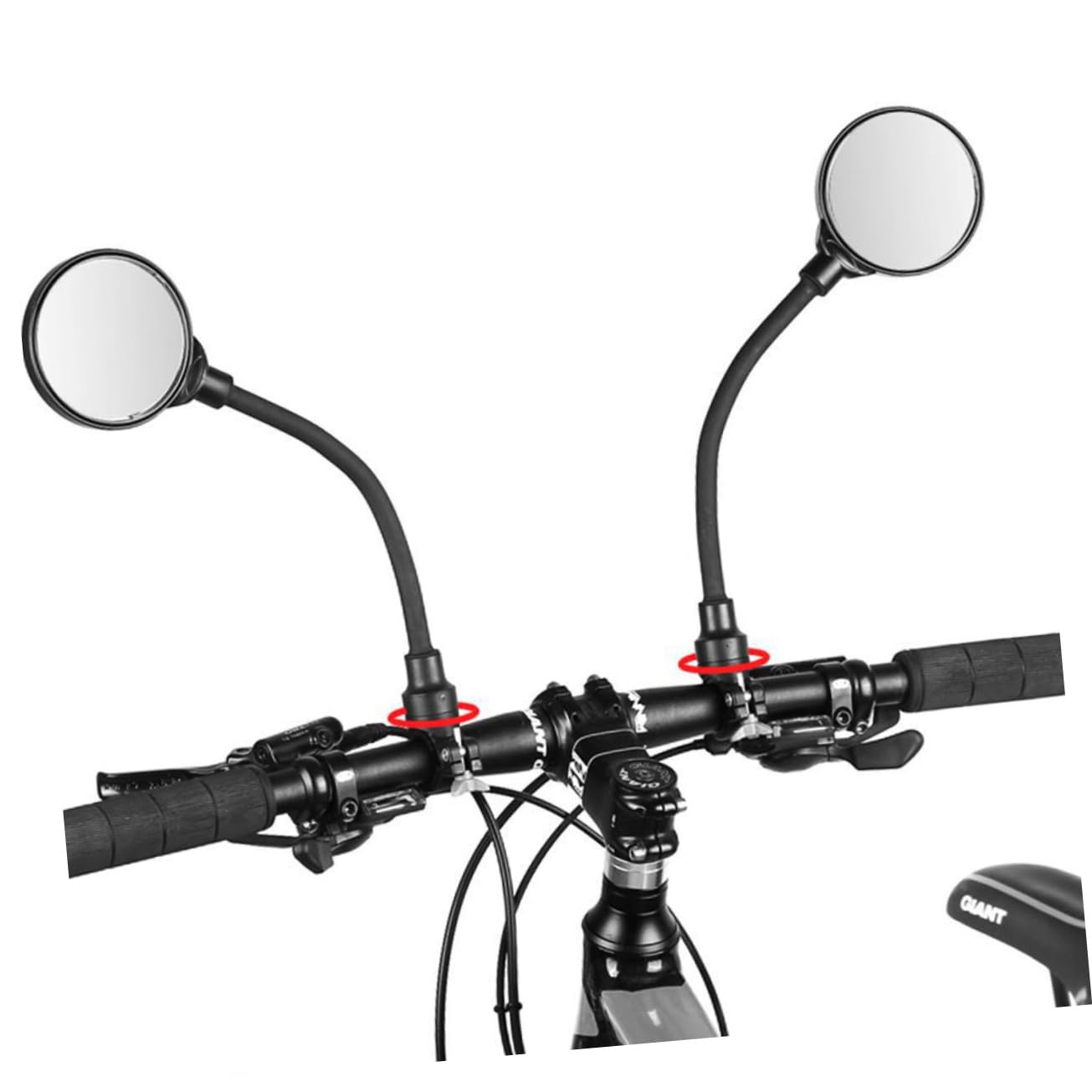 Specchietto Retrovisore Bici da Corsa Nero 2 Pezzi Alluminio Abs | Lente Acrilica, Regolabile e Facile da Installare, per Scooter e Bici, Confezione Doppia