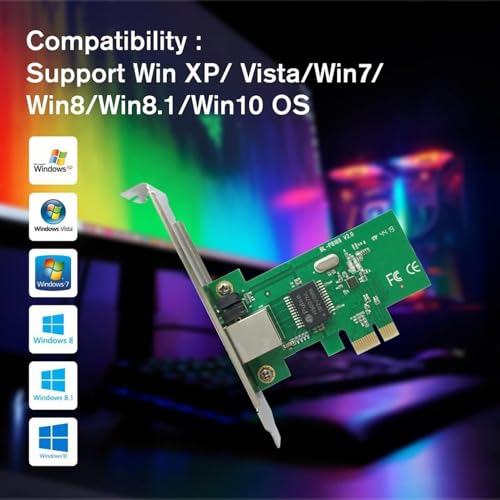 Image of PremiumAV PCIe LAN Card - Gigabit Network Adapter for Desktop PC, High-Speed PCI Express Ethernet Controller, RJ45 Port, Plug & Play, Windows /Linux Compatible