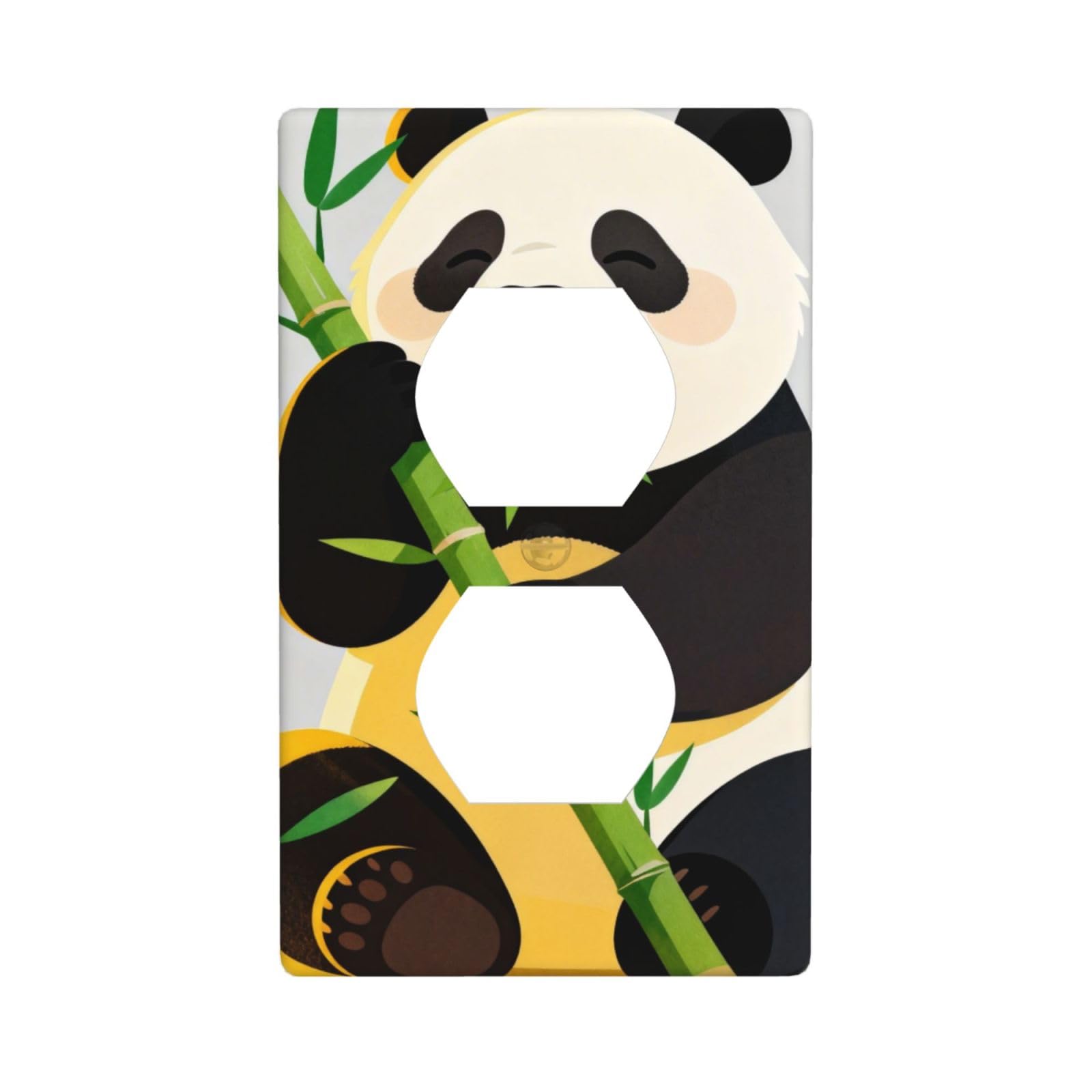 Panda Eating Decorative Switch Plate Cover-Unbreakable Polycarbonate Wall Plate for Home Office, 1 Gang with Screws